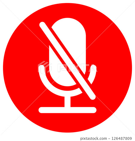 麥克風剪影影像素材紅色圓形圖示靜音 126487809