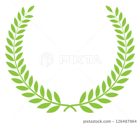 Laurel wreath, leaf wreath, simple emblem material, yellow-green Laurel wreath, leaf wreath, simple emblem material, yellow-green 126487864