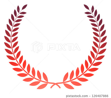 Laurel wreath, leaf wreath, simple emblem material, red 126487866