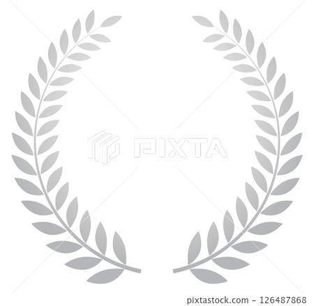 月桂花環、葉花環、簡單徽章材料、銀 126487868
