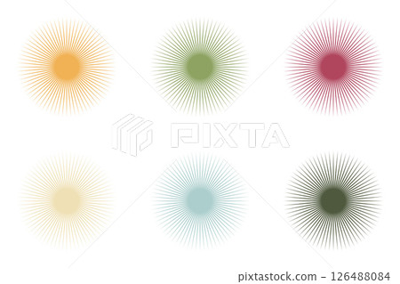 Circular radial ornament Art Nouveau color graphic material png set material 126488084