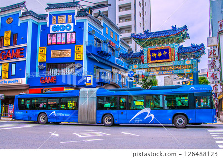 五月，日本橫濱城市景觀。 22日橫濱中華街、朝陽門、橫濱Bayside Blue的景色 126488123