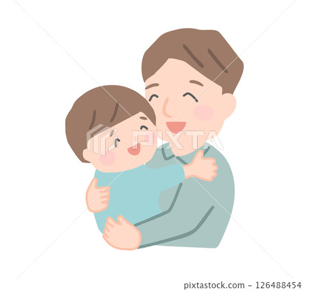 Illustration of a dad holding a little boy 126488454