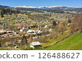 Rural Village in Valley with Mountains and Viaduct 126488627