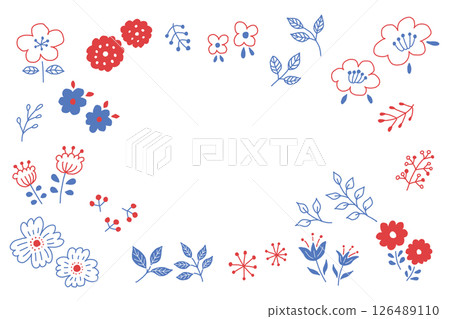 手繪斯堪的納維亞風格簡單向量插圖集植物 126489110