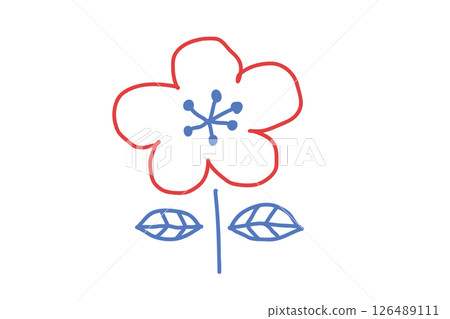 Floral handwritten Scandinavian style simple vector illustration 126489111