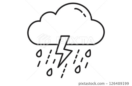 Weather icon illustration representing a thunderstorm Weather icon illustration representing a thunderstorm 126489199