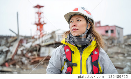 Emergency Response Professional at Disaster Site 126489725