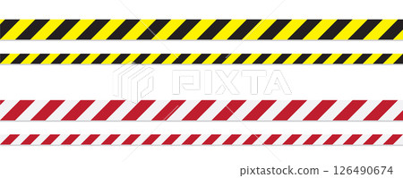 set of striped warning tape isolated vector illustration 126490674