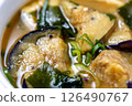 Fried eggplant with miso soup 126490767