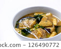 Fried eggplant with miso soup 126490772