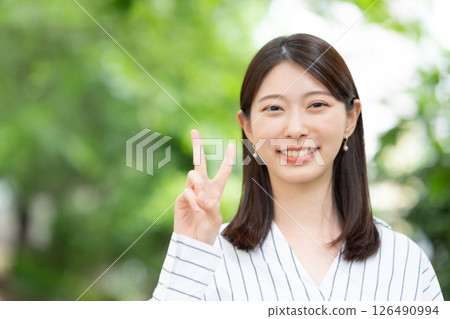 Woman portrait fresh green 126490994