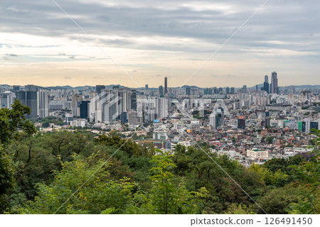Downtown Seoul South Korea cityscape aerial view Downtown Seoul South Korea cityscape aerial view 126491450