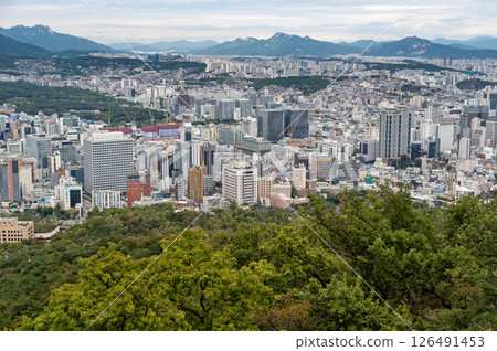 Downtown Seoul South Korea cityscape aerial view 126491453