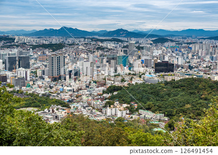 Downtown Seoul South Korea cityscape aerial view 126491454