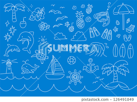 summer hand drawn illustration set 126491849