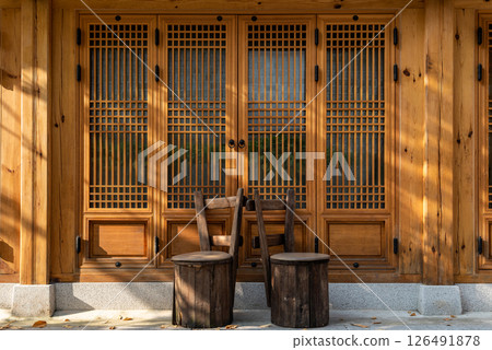 Bukchon Hanok village old traditional Korean architecture district and famous tourist destination in Seoul, South Korea Bukchon Hanok village old traditional Korean architecture district and famous tourist destination in Seoul, South Korea 126491878