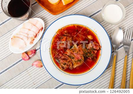 Traditional dish of Slavic cuisine Borsch 126492005