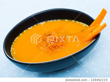 Cream of carrot soup 126492219