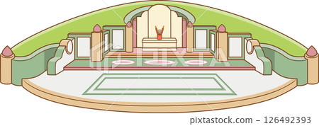 illustration of Chinese cemetery during the ancestor worship festival. 126492393