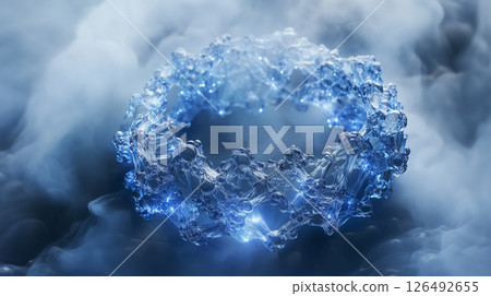 Model of protein complex structure displayed with molecular details and visual effects representing scientific research and exploration 126492655