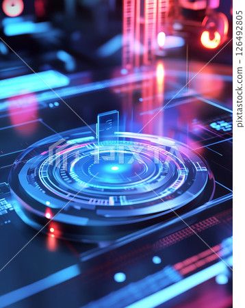 Innovative spectrophotometer showcasing holographic technology in advanced scientific research 126492805
