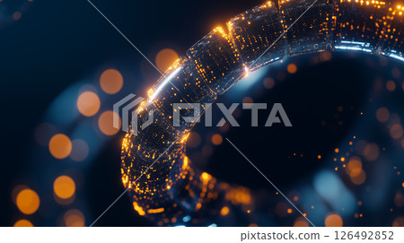 Molecular structure of a peptide represented with glowing elements and intricate design 126492852
