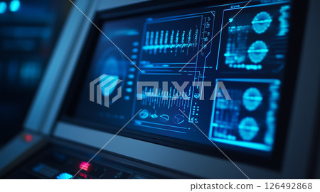 Futuristic PCR machine showcasing advanced diagnostics technology in a modern laboratory environment 126492868