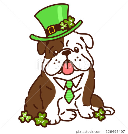 Simple and cute bulldog for St. Patrick's Day 126493407