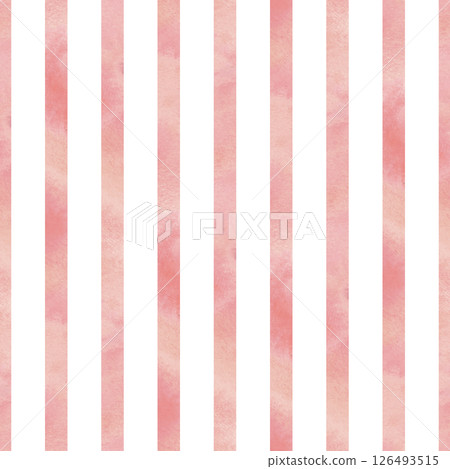 Pink stripes with paint texture and washes. Hand drawn watercolor illustration. Seamless pattern, repeating striped ornament, simple, background, abstract, delicate and light. Pink stripes with paint texture and washes. Hand drawn watercolor illustration. Seamless pattern, repeating striped ornament, simple, background, abstract, delicate and light. 126493515