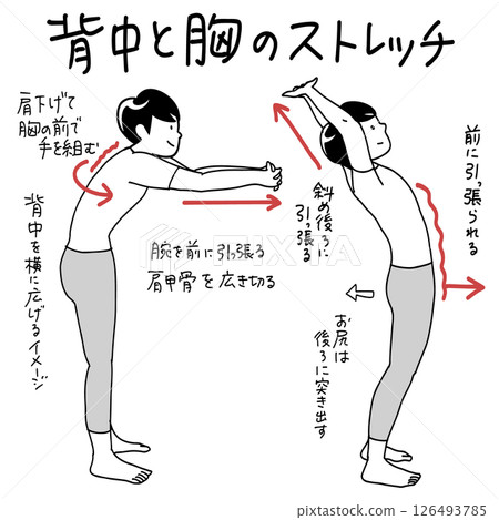 Shoulder blade and rib stretch Shoulder blade and rib stretch 126493785