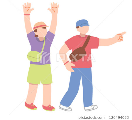 Men and women in summer clothes participating in outdoor summer festivals 126494033