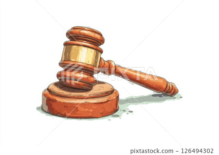 Wooden Gavel on Sound Block, Legal Symbol 126494302