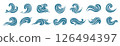 Minimal ocean wave icon set 126494397
