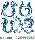 Decorative ocean swirl wave elements set 126494398