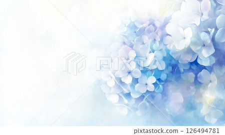 藍色繡球花水彩插畫背景生成ai 126494781