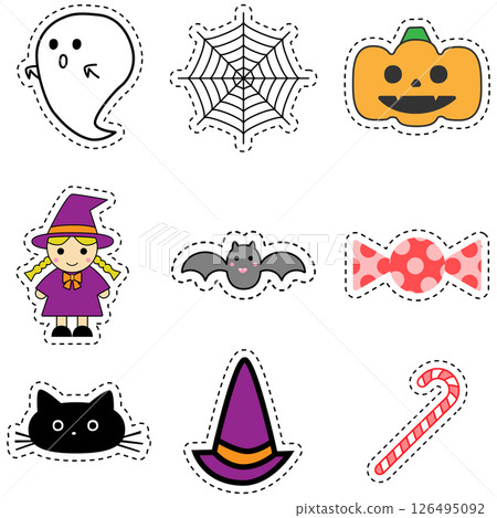 鬼魂和女巫等萬聖節主題的插圖集 126495092