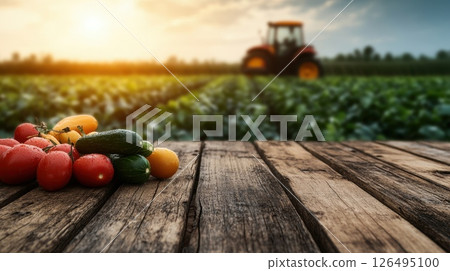 Colorful Vegetables on a Sturdy Wooden Table Colorful Vegetables on a Sturdy Wooden Table 126495100