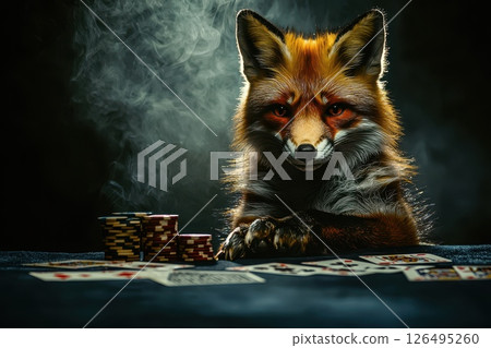 Surreal Portrait of a Fox in Dark Shades 126495260