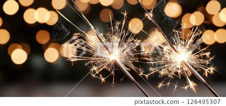 Vibrant Sparklers Igniting with Colorful Sparks 126495307