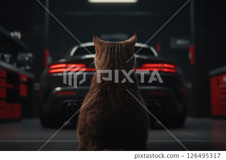 Curious Cat in Modern Auto Repair Shop Curious Cat in Modern Auto Repair Shop 126495317