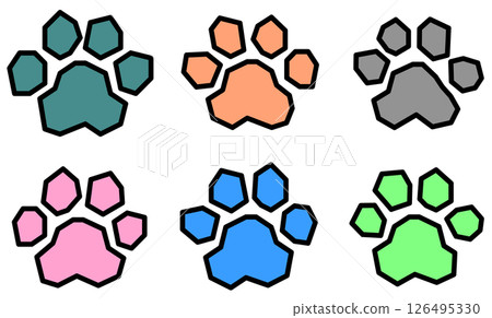 Paw print illustration of footprints made by pets and wild animals Paw print illustration of footprints made by pets and wild animals 126495330