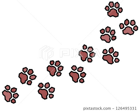 Paw print illustration of footprints made by pets and wild animals 126495331