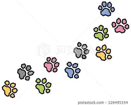 Paw print illustration of footprints made by pets and wild animals Paw print illustration of footprints made by pets and wild animals 126495334