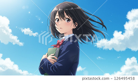 School girls who look back 126495458