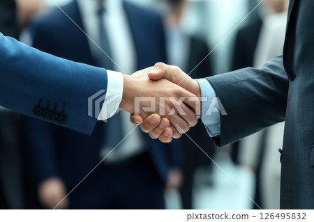 Close-up of Business Handshake Between Two Professionals in an Office Environment 126495832