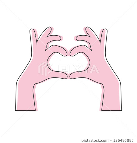 Hands making heart line icon. Heart shape gesture. Vector illustration 126495895