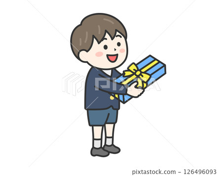 父親節送禮物的男孩插圖（線畫，彩色） 126496093