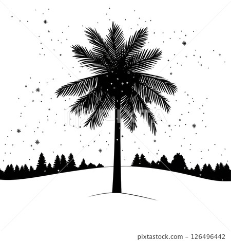 Palm Tree in a Winter Wonderland: A Surreal Christmas Scene 126496442