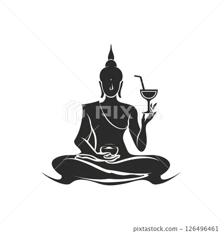 Serene Buddha with Cocktail: A Unique Blend of Tranquility and Indulgence Serene Buddha with Cocktail: A Unique Blend of Tranquility and Indulgence 126496461